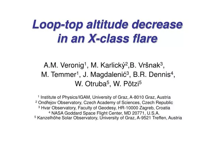 loop top altitude decrease in an x class flare