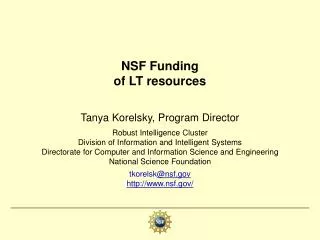 NSF Funding of LT resources