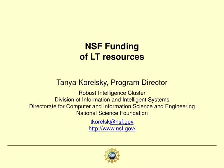 nsf funding of lt resources