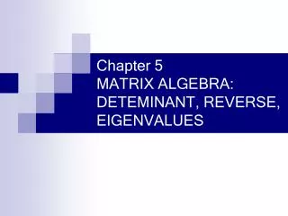 Chapter 5 MATRIX ALGEBRA: DETEMINANT, REVERSE, EIGENVALUES