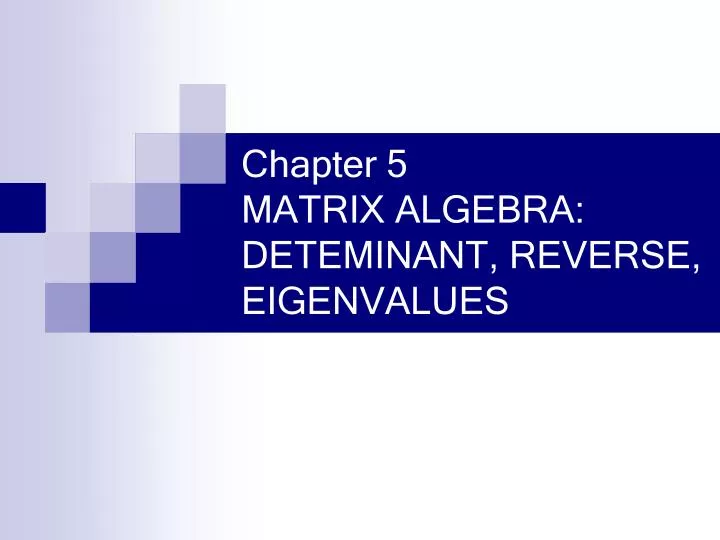 chapter 5 matrix algebra deteminant reverse eigenvalues