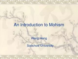 An Introduction to Mohism