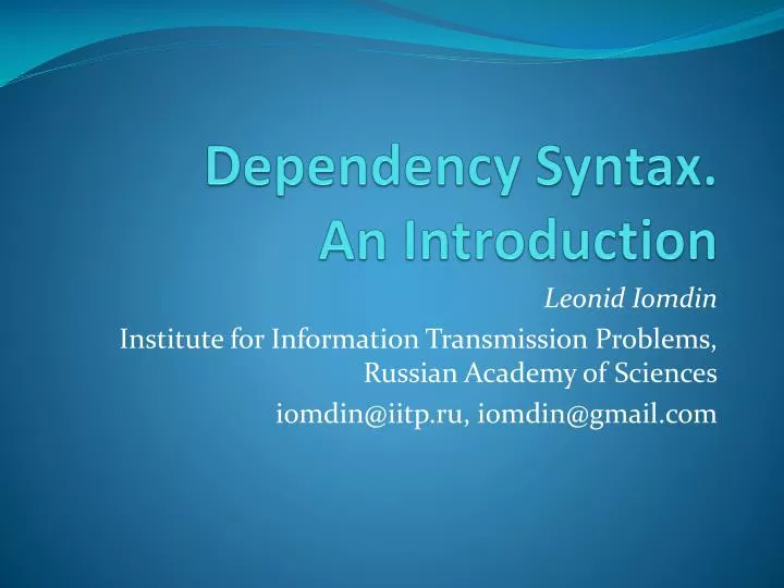 dependency syntax an introduction