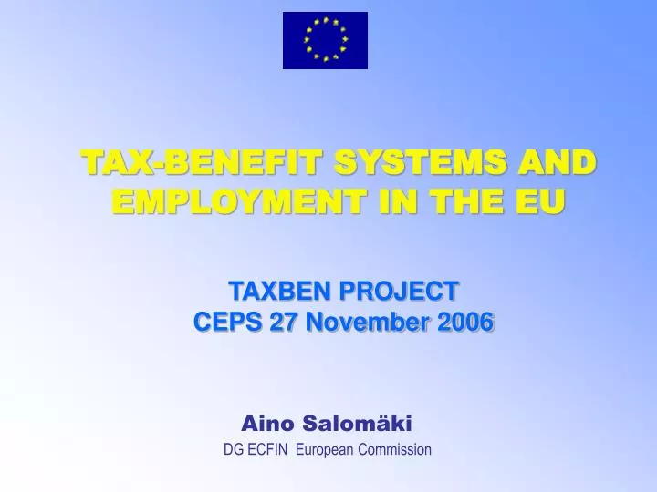 tax benefit systems and employment in the eu
