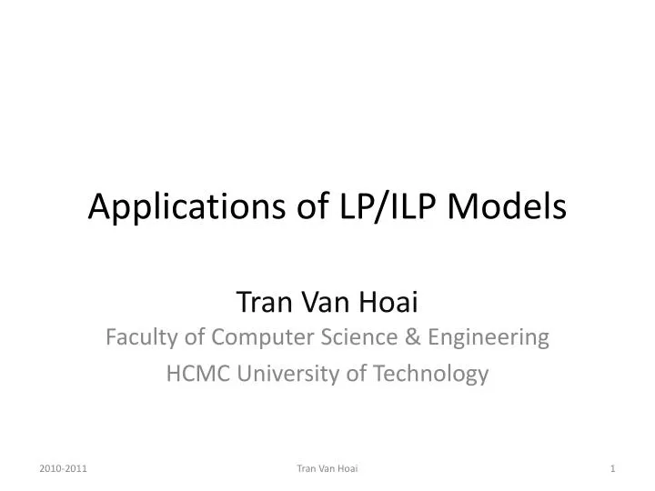 applications of lp ilp models