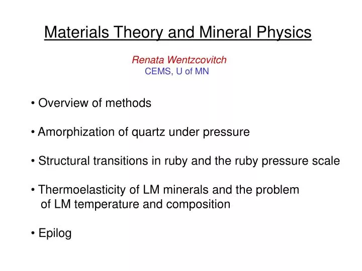 materials theory and mineral physics