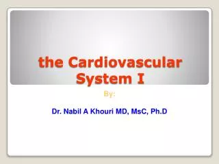 the Cardiovascular System I