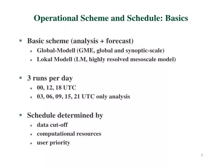 operational scheme and schedule basics