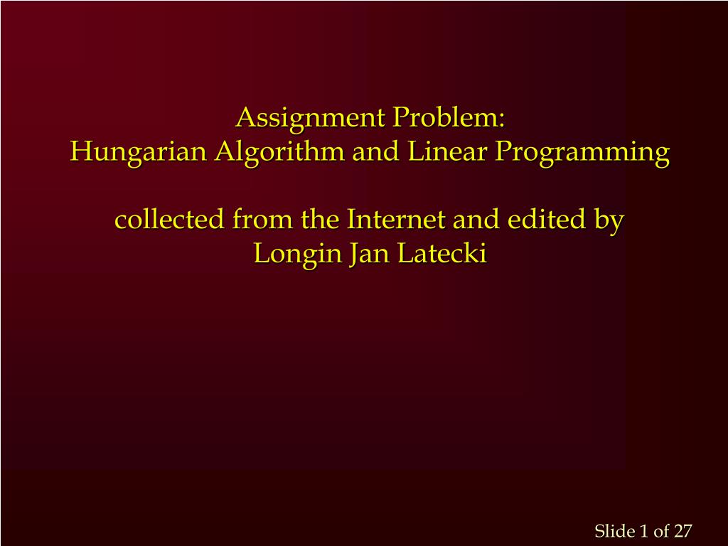 Introduction to Assignment Problem - slide 1