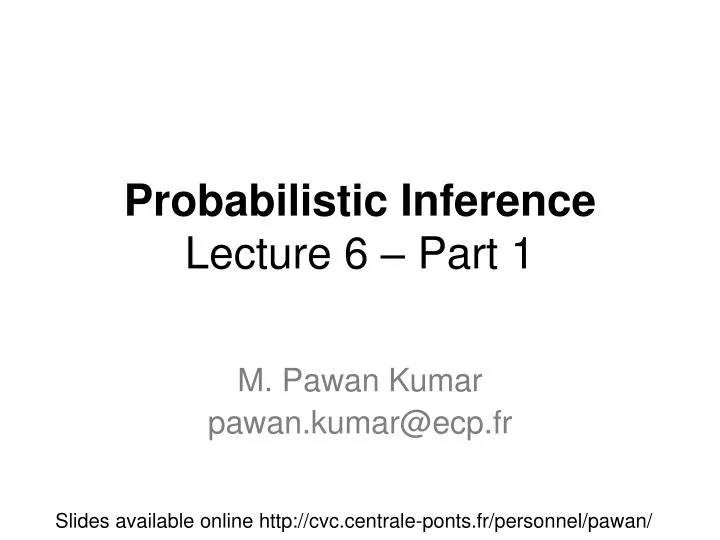 probabilistic inference lecture 6 part 1