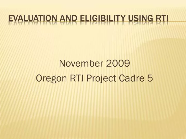 evaluation and eligibility using rti