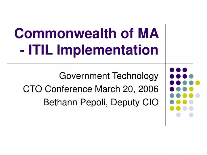commonwealth of ma itil implementation