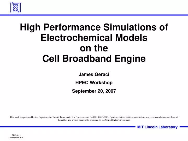 high performance simulations of electrochemical models on the cell broadband engine