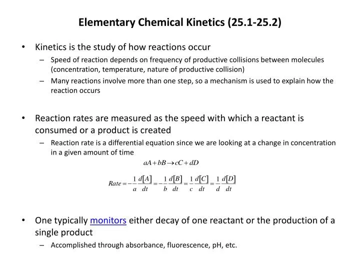 elementary chemical kinetics 25 1 25 2