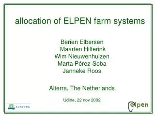 allocation of ELPEN farm systems