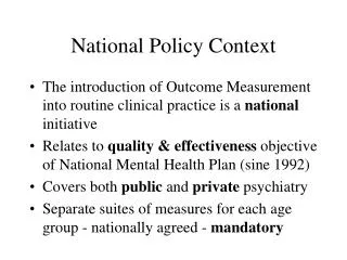 National Policy Context