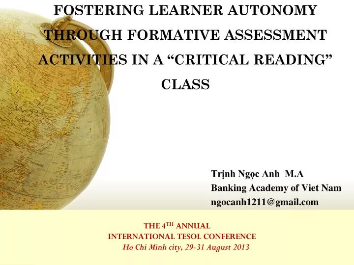 the 4 th annual international tesol conference ho chi minh city 29 31 august 2013