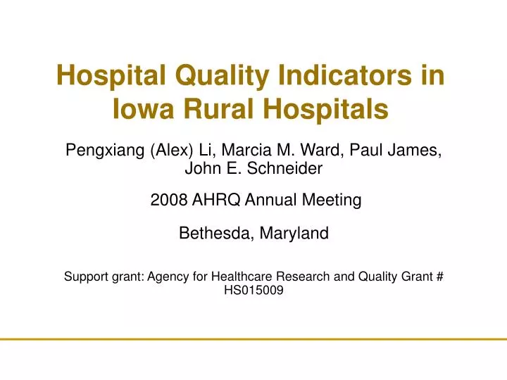 hospital quality indicators in iowa rural hospitals