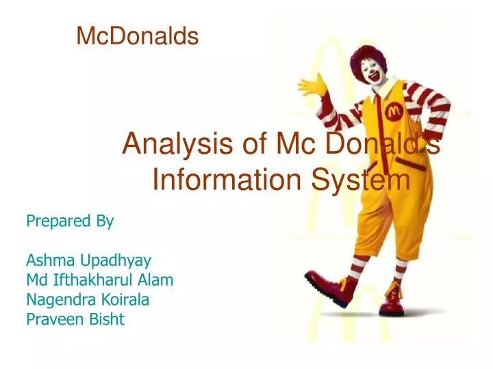 analysis of mc donald s information system