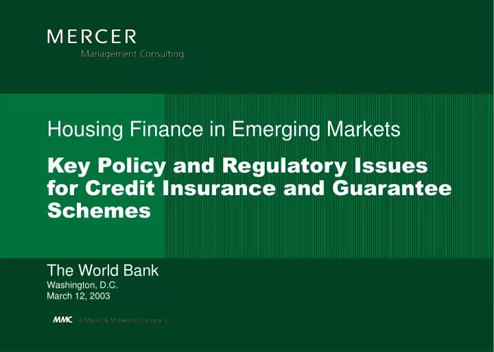 key policy and regulatory issues for credit insurance and guarantee schemes