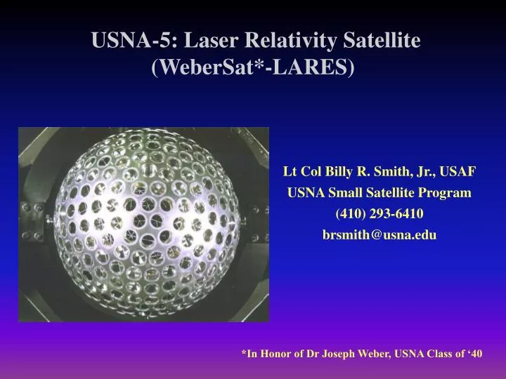 usna 5 laser relativity satellite webersat lares