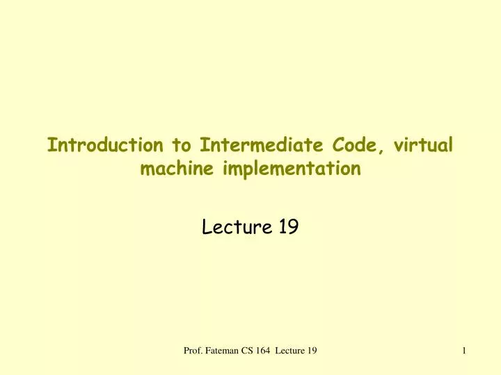 introduction to intermediate code virtual machine implementation