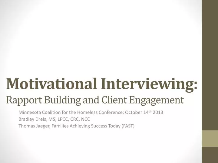 motivational interviewing rapport building and client engagement