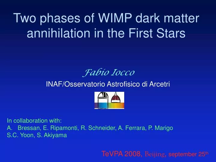 two phases of wimp dark matter annihilation in the first stars