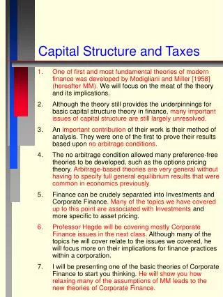 Capital Structure and Taxes