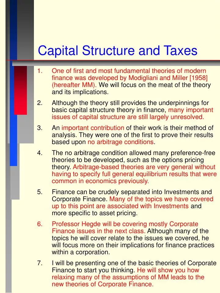 capital structure and taxes