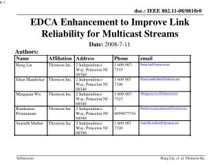 EDCA Enhancement to Improve Link Reliability for Multicast Streams