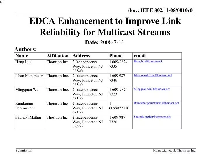 edca enhancement to improve link reliability for multicast streams