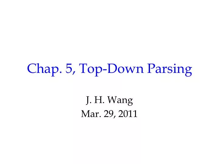 chap 5 top down parsing