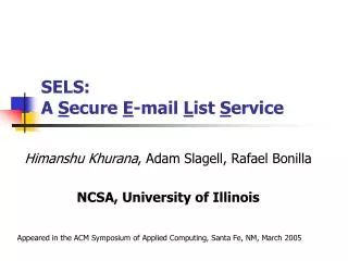 SELS: A S ecure E -mail L ist S ervice