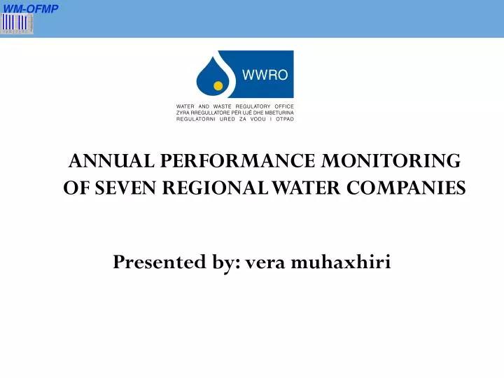 annual performance monitoring of seven regional water companies