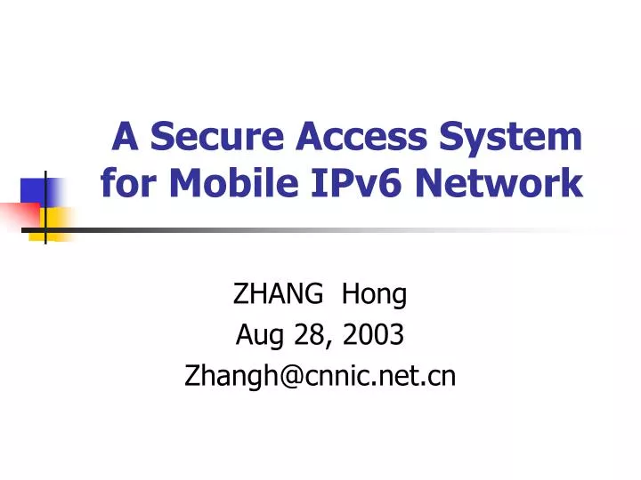 a secure access system for mobile ipv6 network