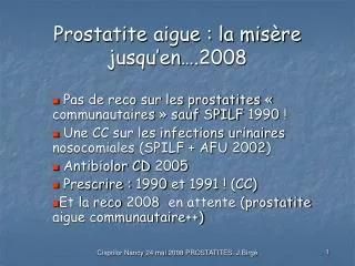 prostatite aigue la mis re jusqu en 2008