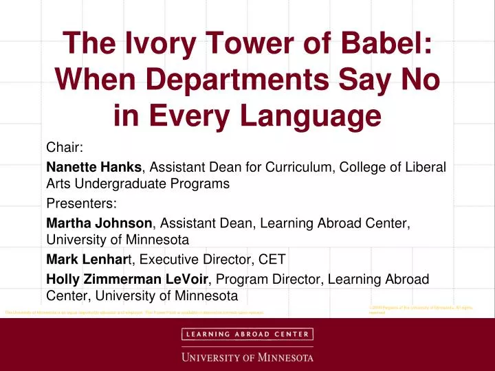 the ivory tower of babel when departments say no in every language