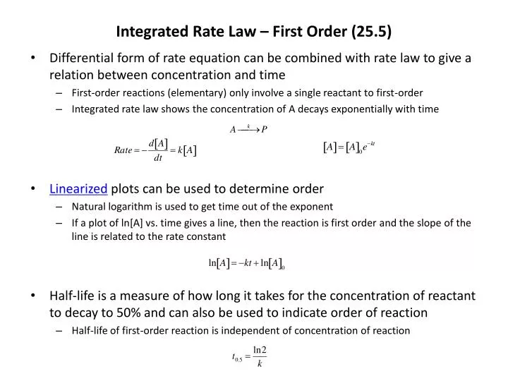 integrated rate law first order 25 5