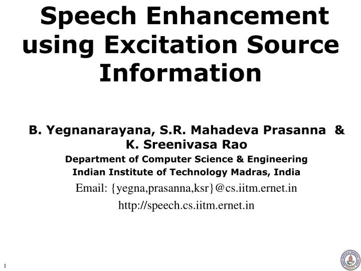 speech enhancement using excitation source information