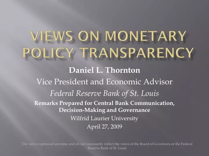 views on monetary policy transparency