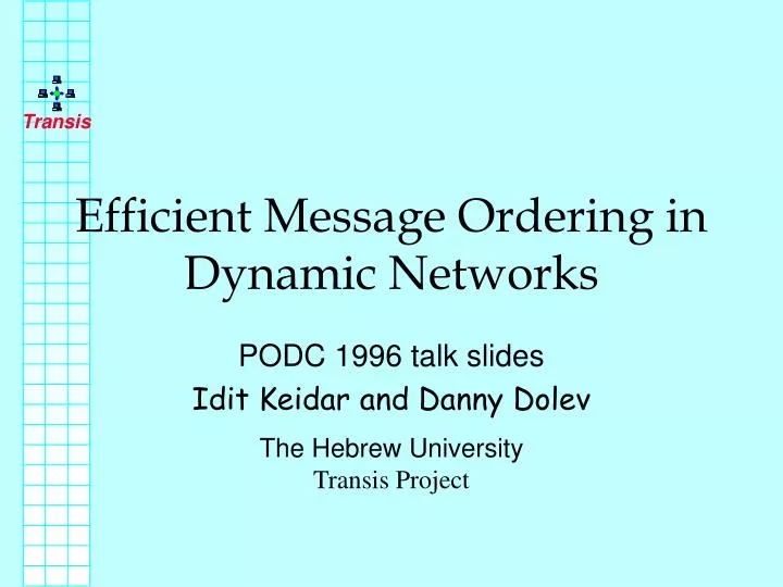 efficient message ordering in dynamic networks