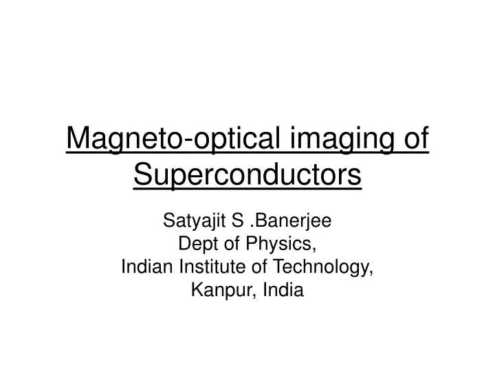magneto optical imaging of superconductors