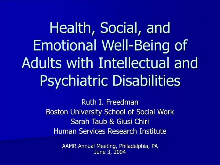 health social and emotional well being of adults with intellectual and psychiatric disabilities