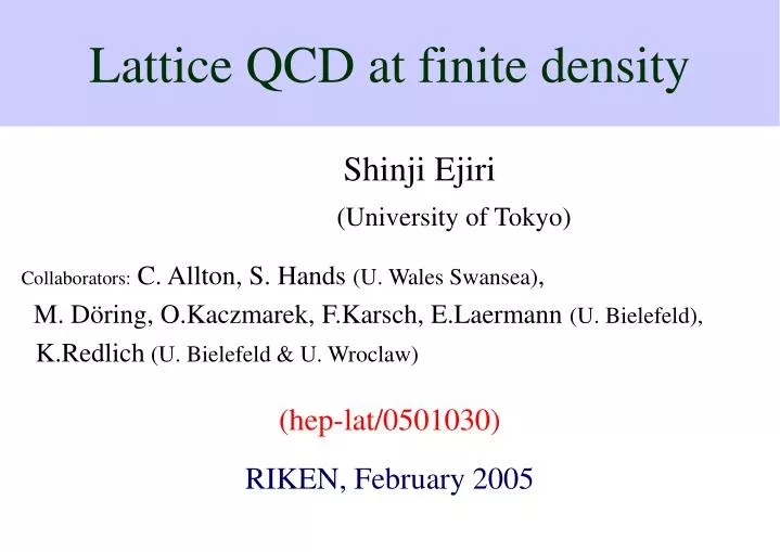 lattice qcd at finite density