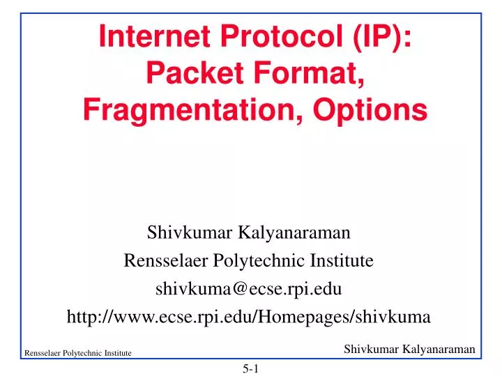 internet protocol ip packet format fragmentation options