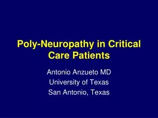 Poly-Neuropathy in Critical Care Patients