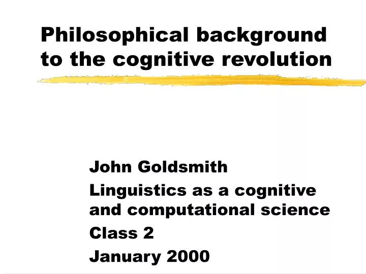 philosophical background to the cognitive revolution
