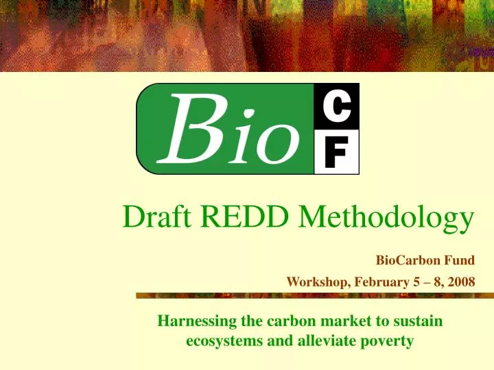 draft redd methodology biocarbon fund workshop february 5 8 2008