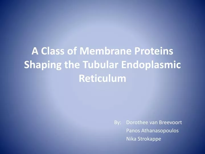 a class of membrane proteins shaping the tubular endoplasmic reticulum